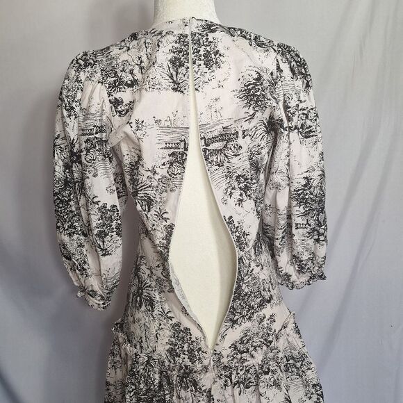 Olivaceous Womens Milkmaid Dress Toile Print Linen Cottagecore Small - Picture 9 of 13